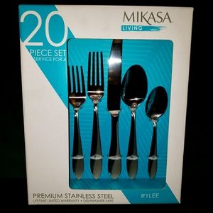 MIKASA Rylee Stainless Steel Flatware, 20-Piece Set, Service for 4